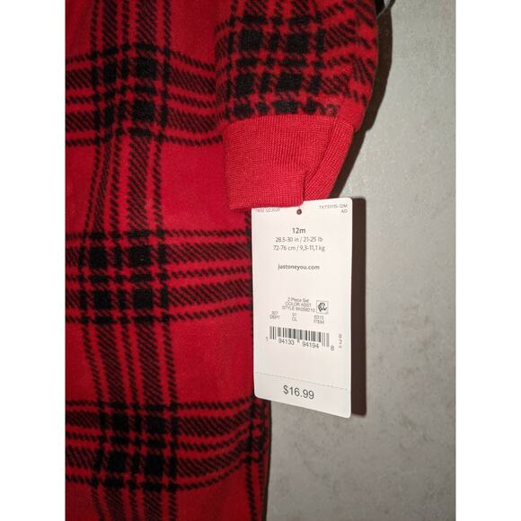 Just One You Carter's 2 pc Christmas Moose Sleeper Set 12M - New Buffalo Check - Picture 3 of 4